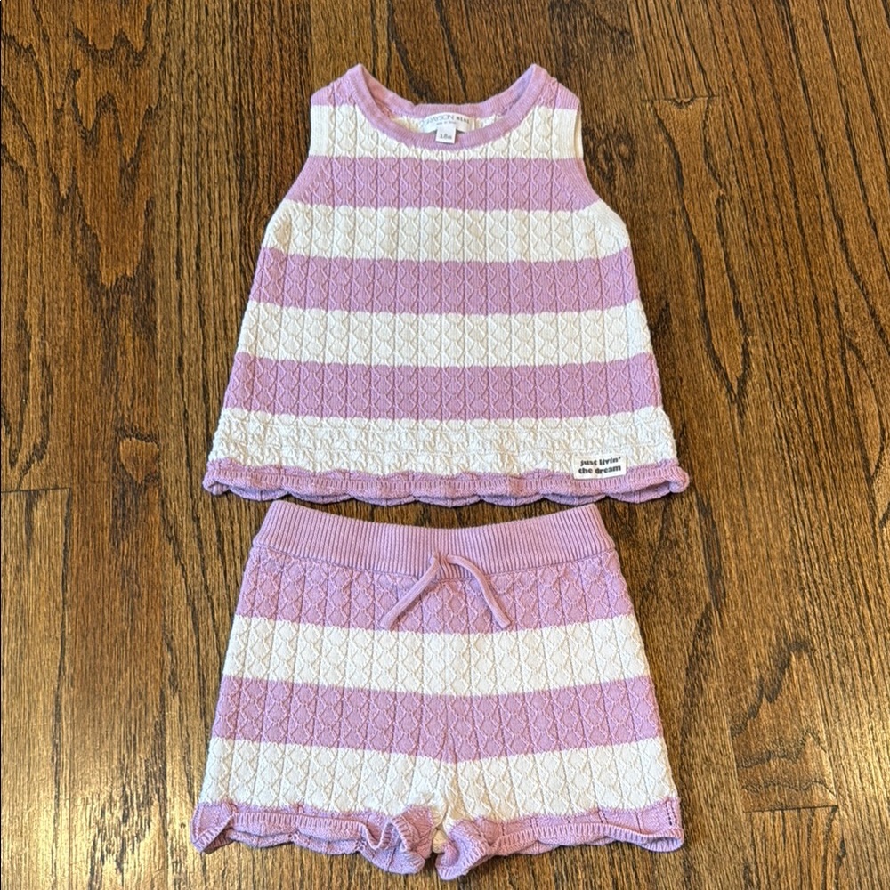Toddler Grayson Mini purple and White Striped crochet set